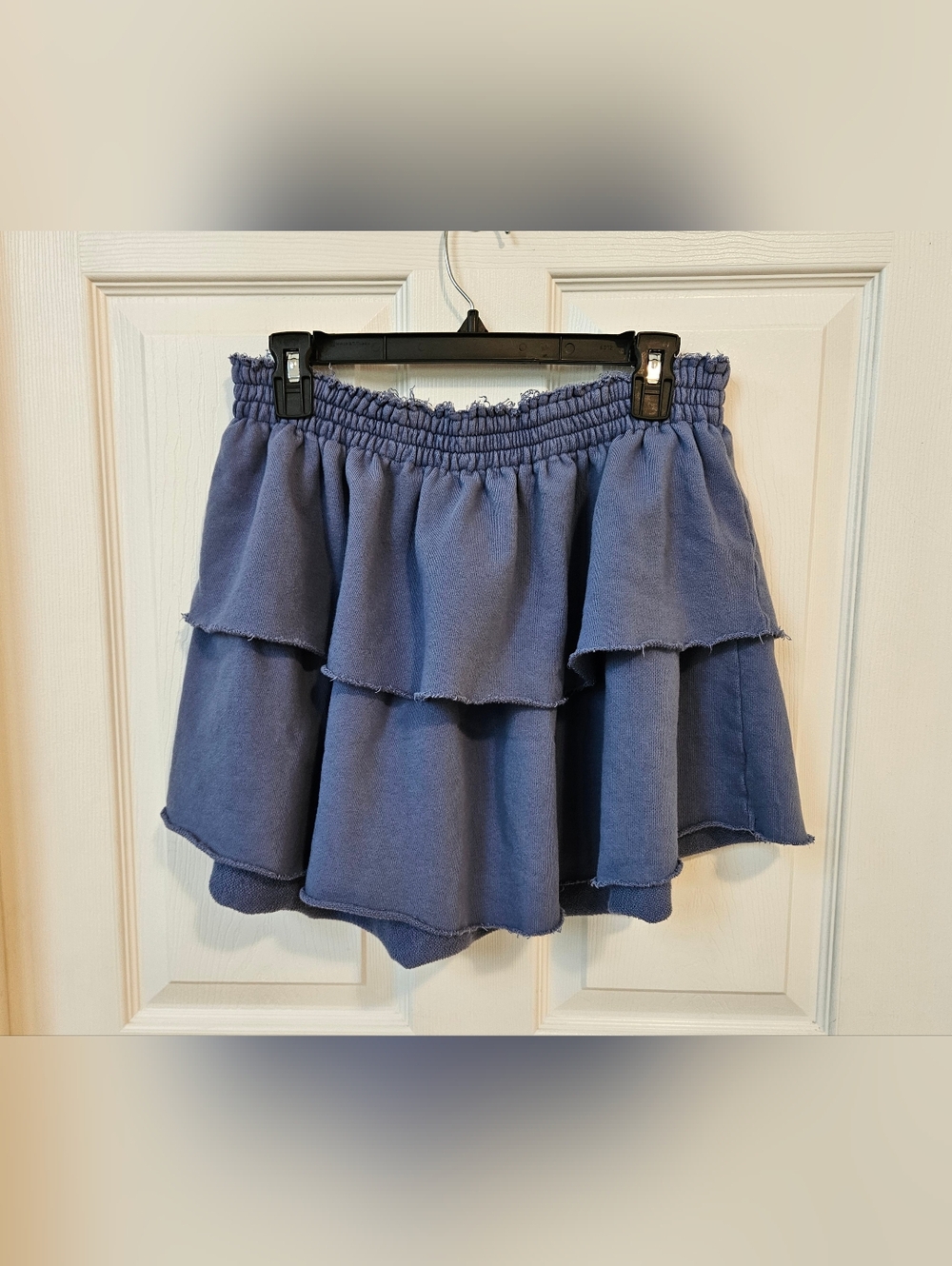Aerie Womens Tiered Ruffle Skirt Blue XL Lounge Mini Skirt Elastic Waist
